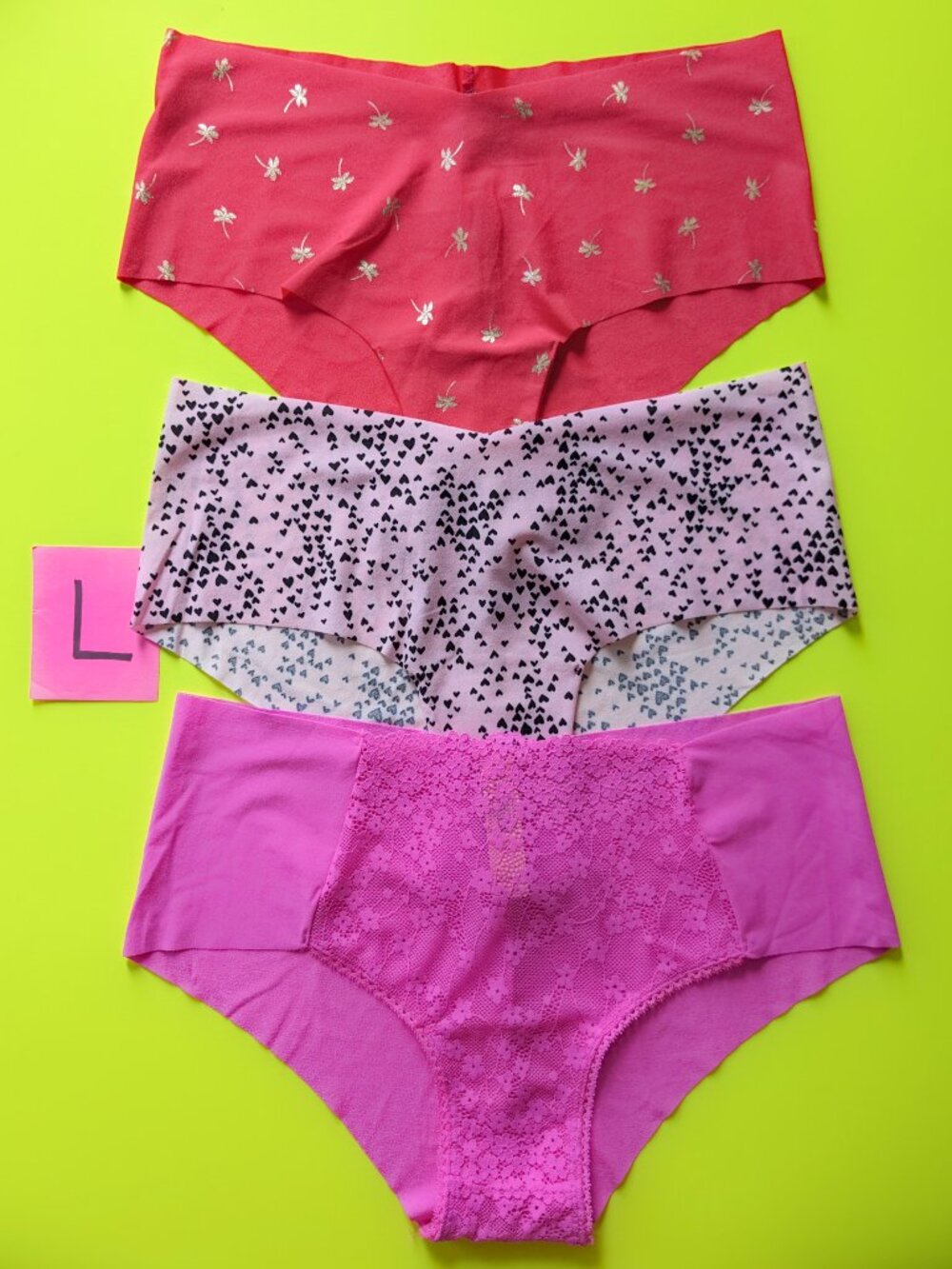 Victoria's Secret Pink Size L Seamless Cheeky Panty Bundle - 3 pairs
